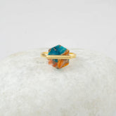 Gift for Her - Oyster Copper Ring - Gold Plated Ring - Turquoise Ring - 925 Silver Ring - Jewelry for Women -Dainty Ring - 11x13mm Hexagon